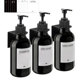 Wall Mounted Soap Dispenser, No Drilling, Set of 3,